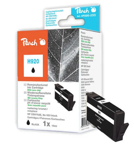 Peach  cartouche d'encre Cartridge noire compatible avec
 No. 920 bk, CD971AE HP OfficeJet 6500 Wireless