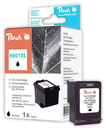 Peach Tête d'impression  noire, compatible avec
 No. 901XL BK, CC654AE HP OfficeJet 4500