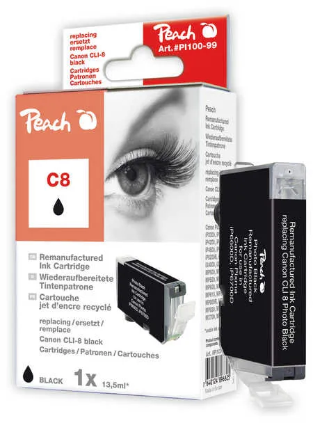 Peach  Ink Cartridge photoblack black, compatible with
 CLI-8BK, 0620B001, 0620B029 Canon Pixma IP 5300