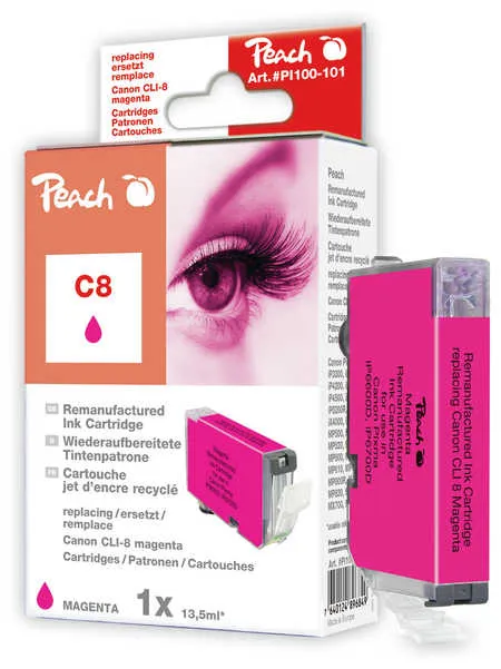 Peach Cartouche d'encre  magenta, compatible avec
 CLI-8M, 0622B001, 0622B025 Canon Pixma IX 4000
