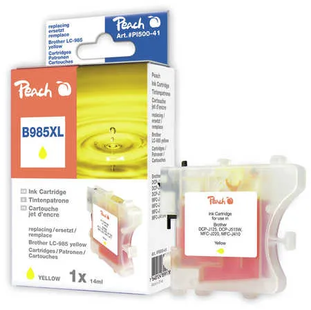 Peach Cartouche d'encre  jaune, compatible avec
 LC-985y Brother DCPJ 125