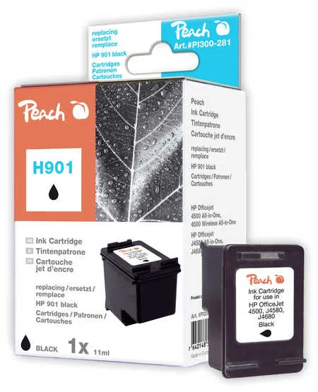 Peach Tête d'impression  noire, compatible avec
 No. 901 BK, CC653AE HP OfficeJet 4500