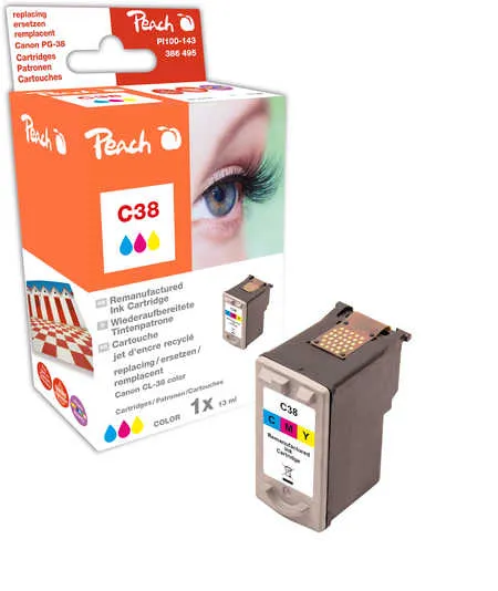 Peach Tête d'impression  couleur, compatible avec
 CL-38C, 2146B001 Canon Pixma IP 2600