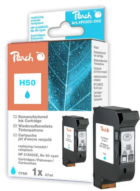 Peach Tête d'impression  cyan, compatible avec
 No. 50 c, 51650CE HP DesignJet 650 D