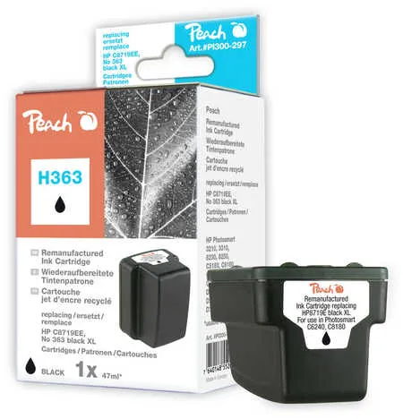 Peach  cartouche d'encre noire HC compatible avec
 No. 363XL bk, C8719EE HP PhotoSmart C 8100 Series