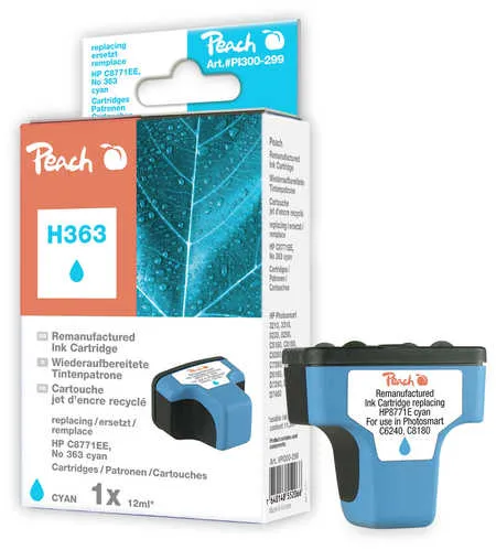 Peach  cartouche d'encre cyan compatible avec
 No. 363 c, C8771EE HP PhotoSmart C 8100 Series
