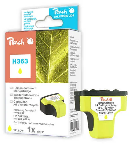 Peach  cartouche d'encre jaune compatible avec
 No. 363 y, C8773EE HP PhotoSmart C 8100 Series