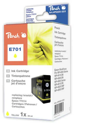 Peach  cartouche d'encre jaune XL, compatible avec
 T7014 y, C13T70144010 Epson WorkForce Pro WP-4015 DN