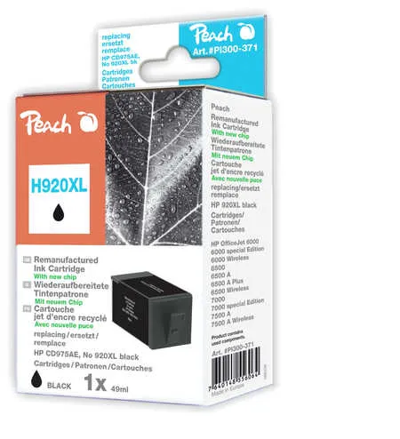 Peach  cartouche d'encre Cartridge noire compatible avec
 No. 920XL bk, CD975AE HP OfficeJet 6500 Wireless