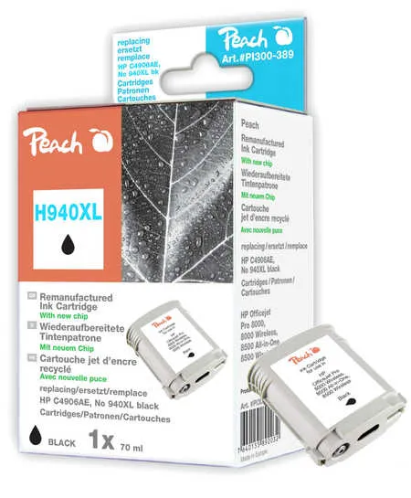 Peach  cartouche d'encre noire HC compatible avec
 No. 940XL bk, C4906AE HP OfficeJet Pro 8000