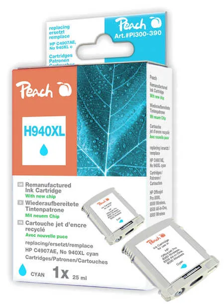 Peach  cartouche d'encre cyan compatible avec
 No. 940XL c, C4907AE HP OfficeJet Pro 8000