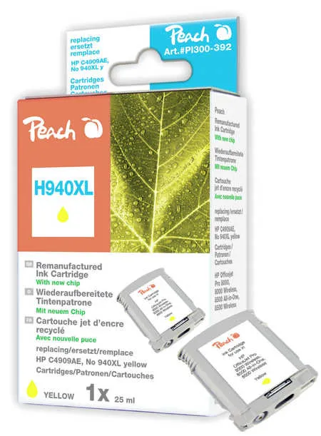 Peach  cartouche d'encre jaune compatible avec
 No. 940XL y, C4909AE HP OfficeJet Pro 8000
