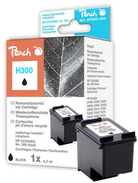 Peach Tête d'impression  noire, compatible avec
 No. 300 bk, CC640EE HP DeskJet F 4213