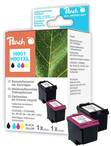 Peach  Multi Pack, compatible avec
 No. 901XL, CC654AE, CC656AE HP OfficeJet 4500