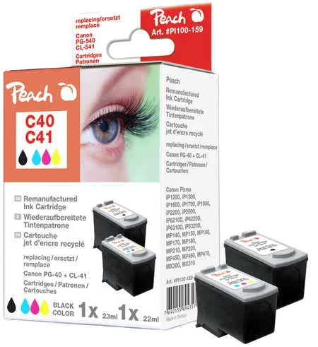 Peach  Multi Pack, compatible avec
 PG-40BK, CL-41C, 0615B036 Canon Pixma IP 1100