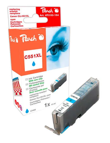 Peach  cartouche d'encre cyan compatible avec
 CLI-551XLC, 6444B001 Canon Pixma MX 725
