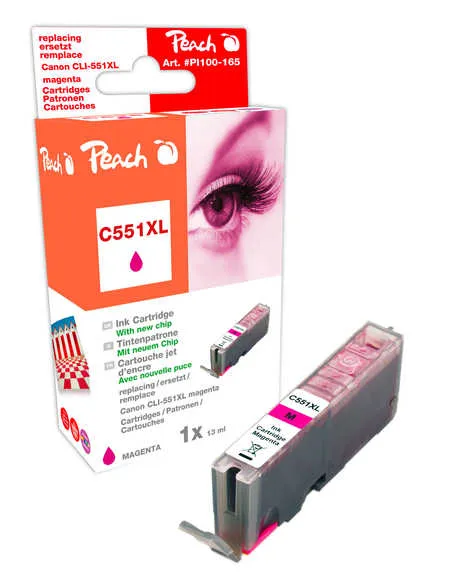 Peach  cartouche d'encre magenta compatible avec
 CLI-551XLM, 6445B001 Canon Pixma MX 725