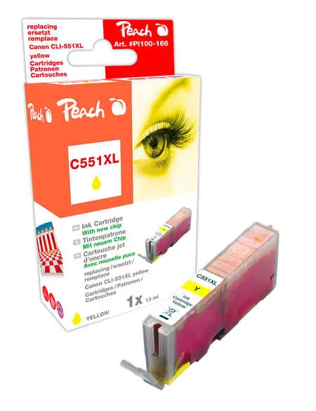 Peach  XL cartouche d'encre jaune avec puce compatible avec
 CLI-551XLY, 6446B001 Canon Pixma MX 725