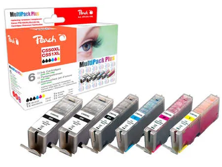 Peach  Combi Pack Plus avec puce, XL compatible avec
 PGI-550XL*2, CLI-551XL  Canon Pixma MX 725