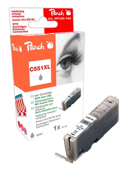 Peach  cartouche d'encre Photo gris compatible avec
 CLI-551XLGY, 6447B001 Canon Pixma MG 6300 Series