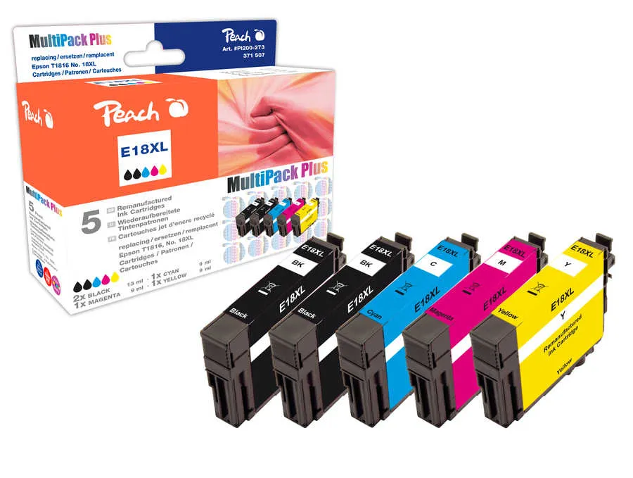Peach Multipack Plus  compatible avec
 No. 18XL, C13T18164010 Epson Expression Home XP-302