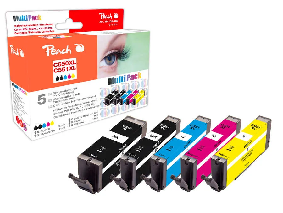 Peach  Multi Pack, compatible avec
 PGI-550XL, CLI-551XL Canon Pixma MX 725
