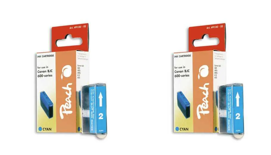 Peach  Twin Pack cartouche d'encre cyan, compatible avec
 BJI-201C, 0947A001 Canon BJC 600 J