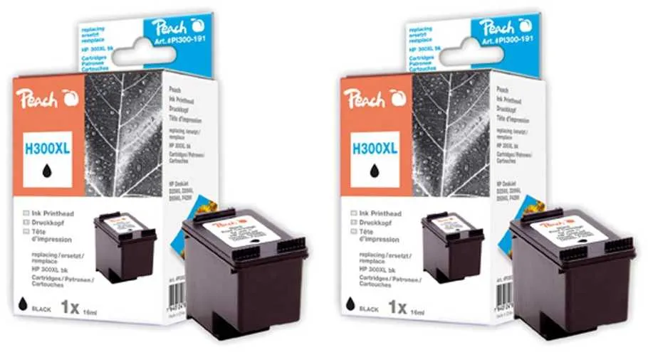 Peach  Double Pack tête d'impression noir, compatible avec
 No. 300XL bk*2, D8J43AE HP DeskJet F 4213