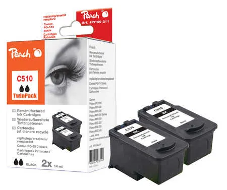 Peach  Double Pack tête d'impression noir, compatible avec
 PG-510BK*2, 2970B001 Canon Pixma MP 240