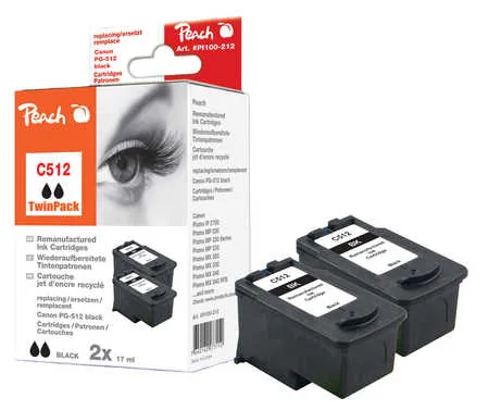 Peach  Double Pack tête d'impression noir, compatible avec
 PG-512BK*2, 2969B001 Canon Pixma MP 240