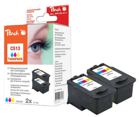 Peach  Double Pack tête d'impression couleur, compatible avec
 CL-513C*2, 2971B001 Canon Pixma MP 240