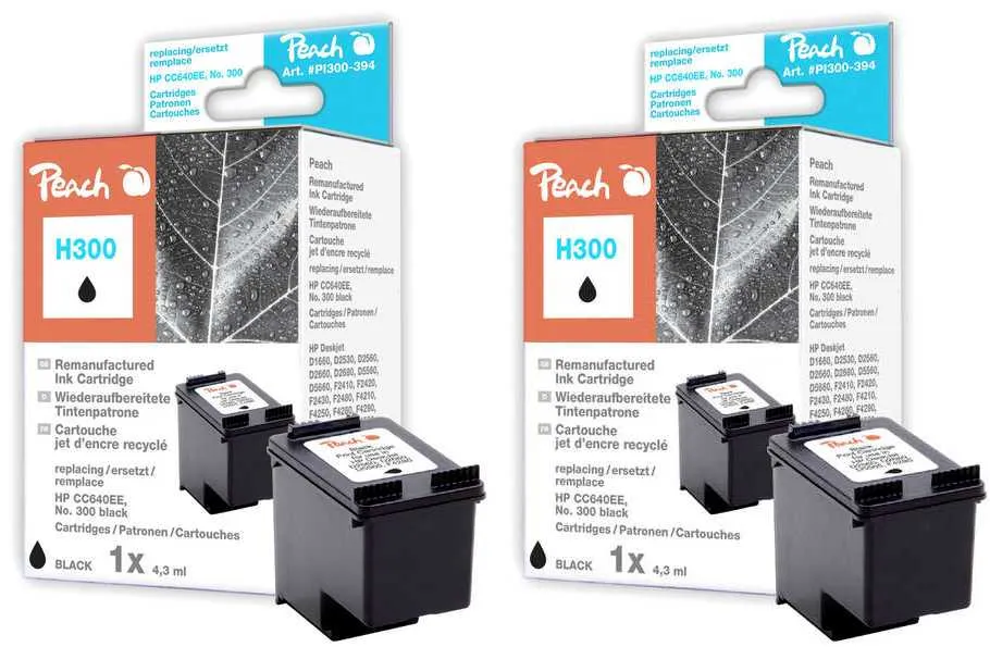 Peach  Double Pack tête d'impression noir, compatible avec
 No. 300 bk*2, CC640EE*2 HP DeskJet F 4213