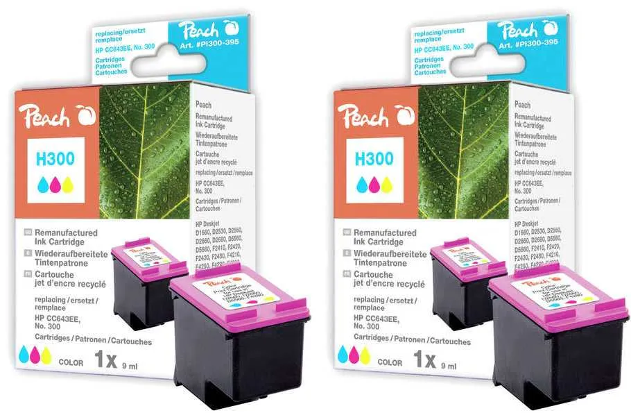 Peach  Double Pack tête d'impression couleur, compatible avec
 No. 300 c*2, CC643EE*2 HP DeskJet F 4213