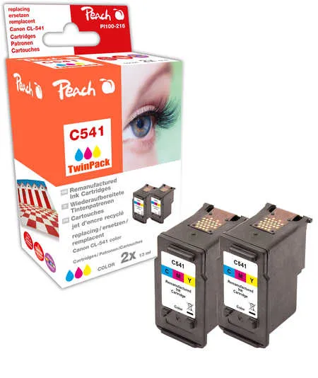 Peach  Double Pack tête d'impression couleur, compatible avec
 CL-541C, 5227B004 Canon Pixma MG 2250